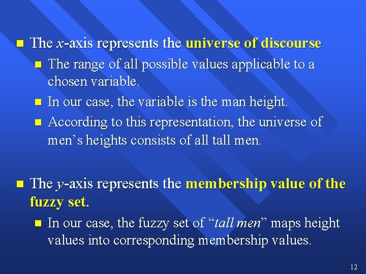 n The x-axis represents the universe of discourse n n The range of all