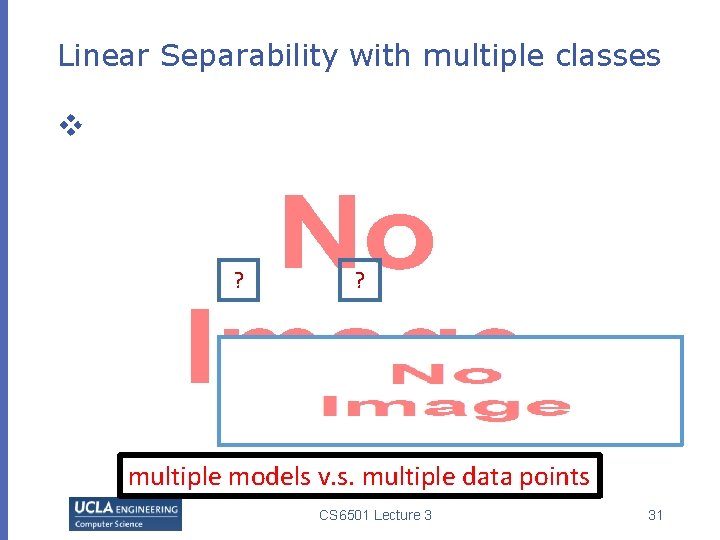 Linear Separability with multiple classes v ? ? multiple models v. s. multiple data