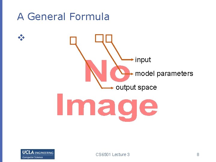 A General Formula v input model parameters output space CS 6501 Lecture 3 8