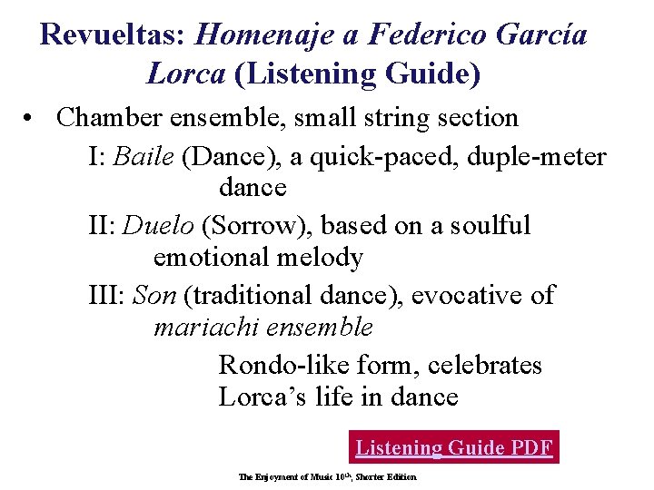 Revueltas: Homenaje a Federico García Lorca (Listening Guide) • Chamber ensemble, small string section