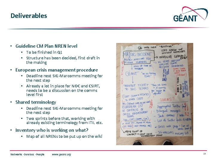 Deliverables • Guideline CM Plan NREN level • To be finished in Q 1