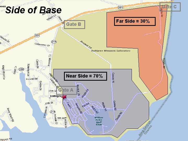 Gate C Side of Base Gate B Near Side = 70% Gate A Far