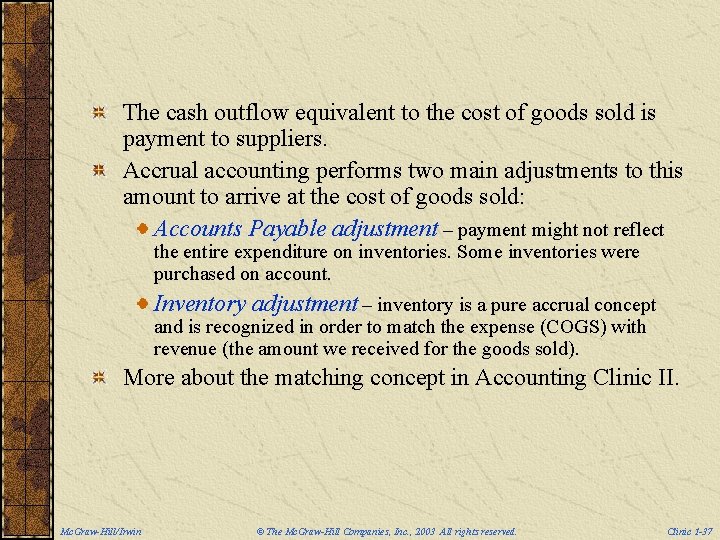The cash outflow equivalent to the cost of goods sold is payment to suppliers.