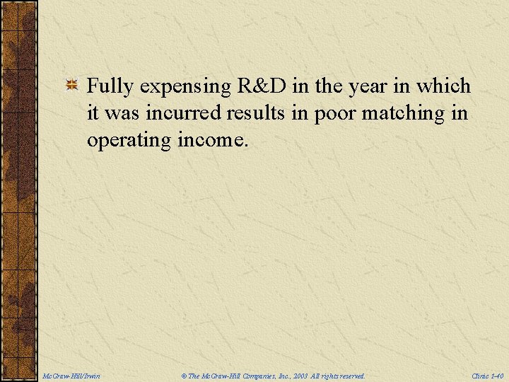 Fully expensing R&D in the year in which it was incurred results in poor