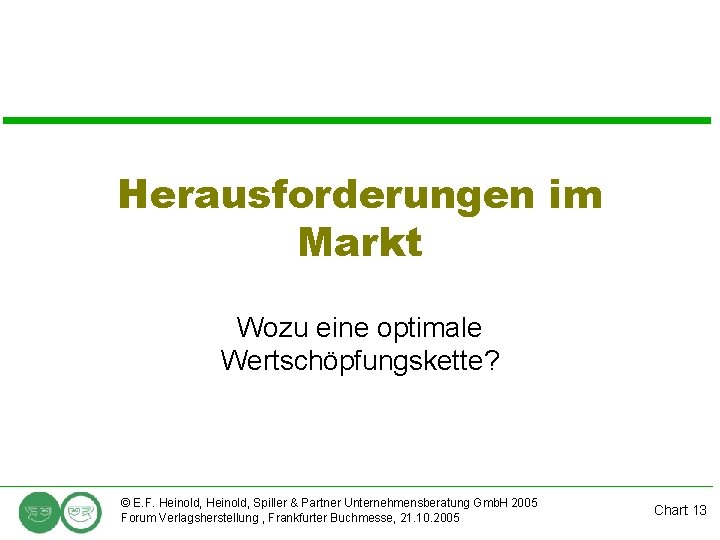 Herausforderungen im Markt Wozu eine optimale Wertschöpfungskette? © E. F. Heinold, Spiller & Partner