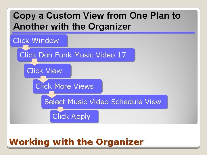 Copy a Custom View from One Plan to Another with the Organizer Click Window