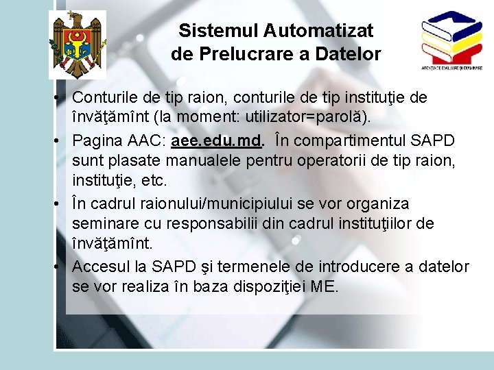 Sistemul Automatizat de Prelucrare a Datelor • Conturile de tip raion, conturile de tip