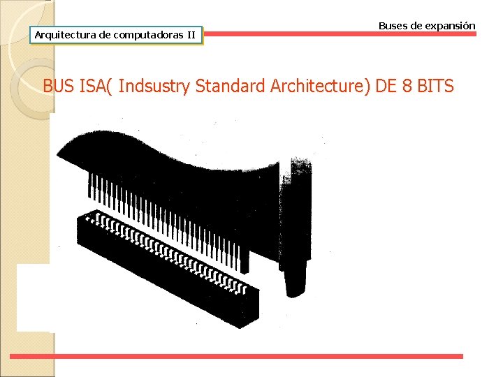 Arquitectura de computadoras II Buses de expansión BUS ISA( Indsustry Standard Architecture) DE 8