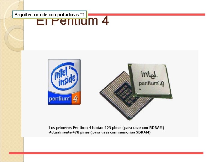 Arquitectura de computadoras II El Pentium 4 
