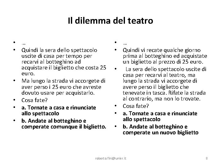 Il dilemma del teatro • … • Quindi la sera dello spettacolo uscite di