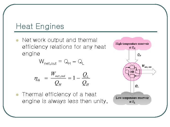 Heat Engines l Net work output and thermal efficiency relations for any heat engine
