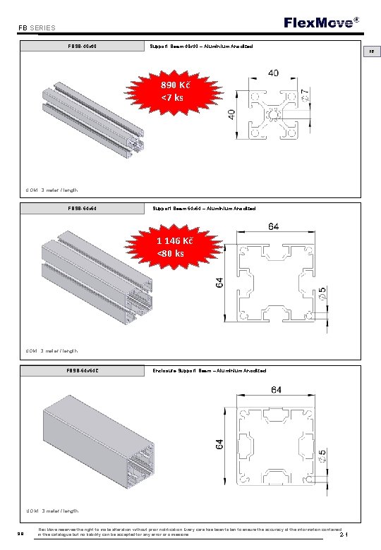 Flex. Move FB SERIES FBSB-40 x 40 Support Beam 40 x 40 – Aluminium