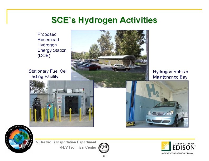 SCE’s Hydrogen Activities v. Electric Transportation Department v. EV Technical Center 49 