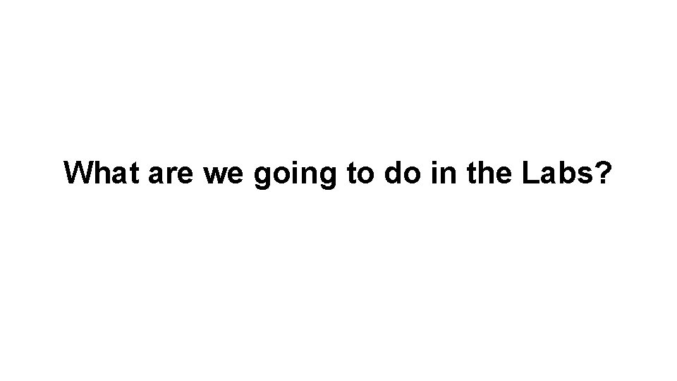 What are we going to do in the Labs? 
