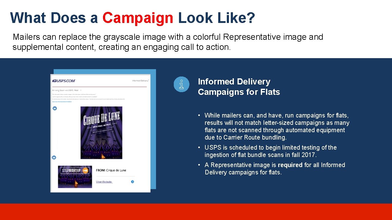 What Does a Campaign Look Like? Mailers can replace the grayscale image with a