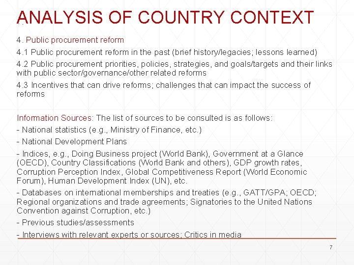 ANALYSIS OF COUNTRY CONTEXT 4. Public procurement reform 4. 1 Public procurement reform in