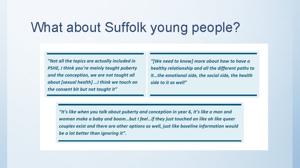 What about Suffolk young people? 