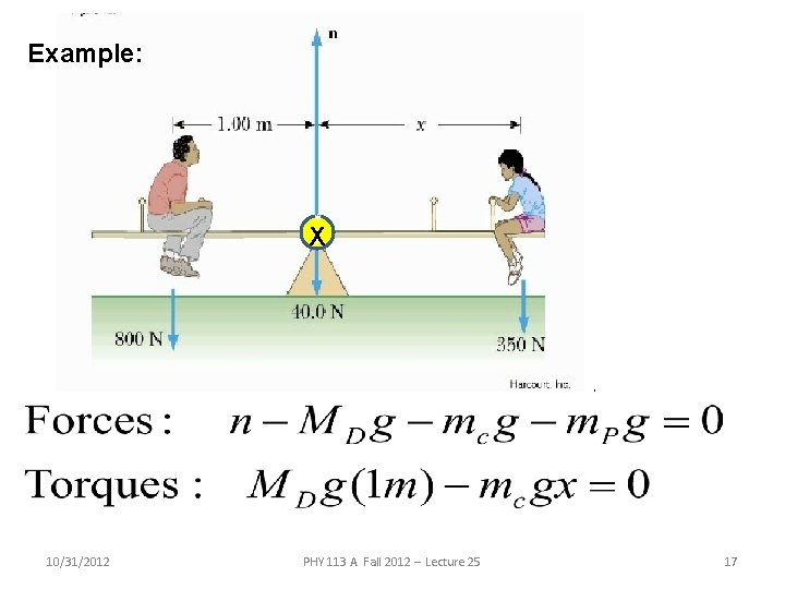 Example: * X * 10/31/2012 PHY 113 A Fall 2012 -- Lecture 25 17