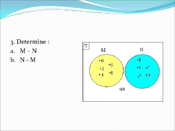 3. Determine : a. M – N b. N - M 