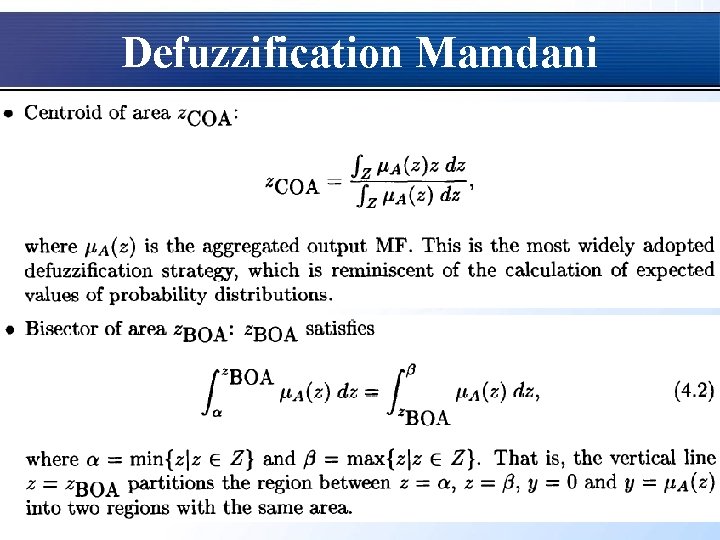 Defuzzification Mamdani 