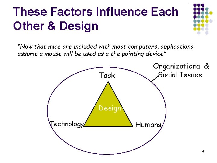 These Factors Influence Each Other & Design “Now that mice are included with most