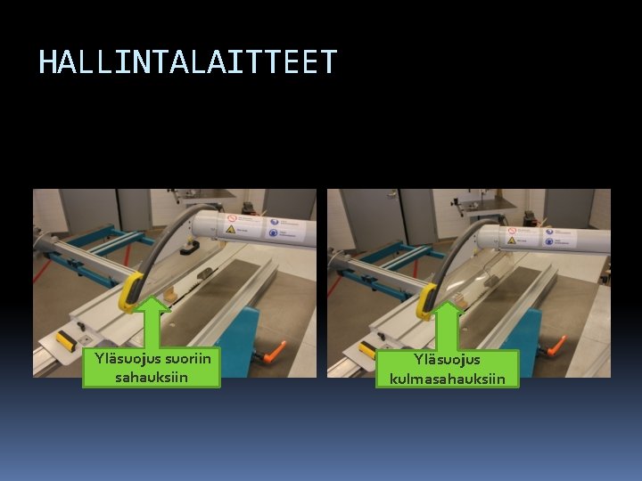 HALLINTALAITTEET Yläsuojus suoriin sahauksiin Yläsuojus kulmasahauksiin 