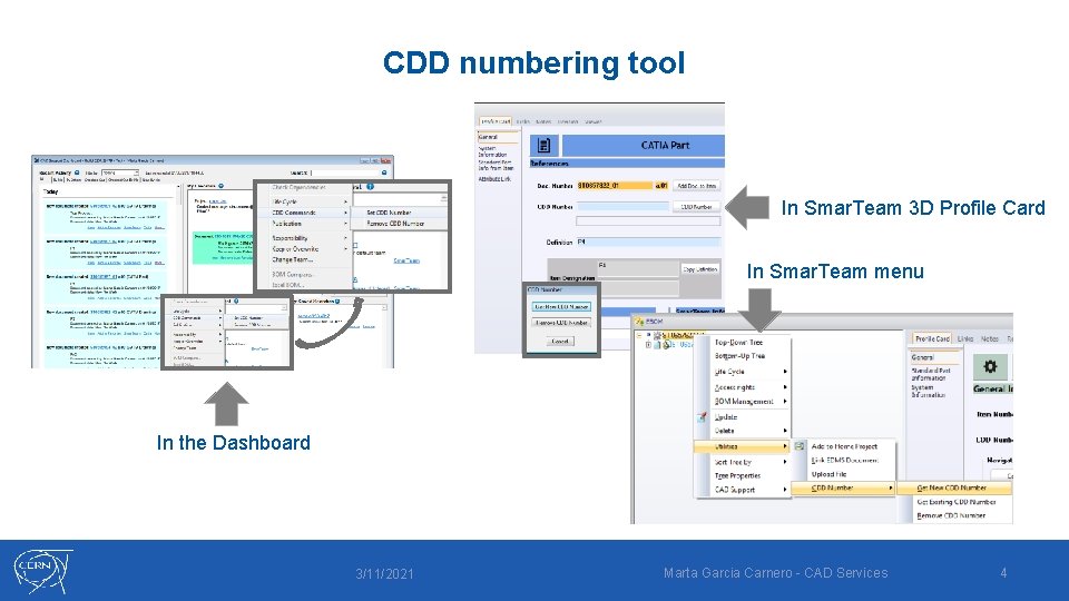 CDD numbering tool In Smar. Team 3 D Profile Card In Smar. Team menu