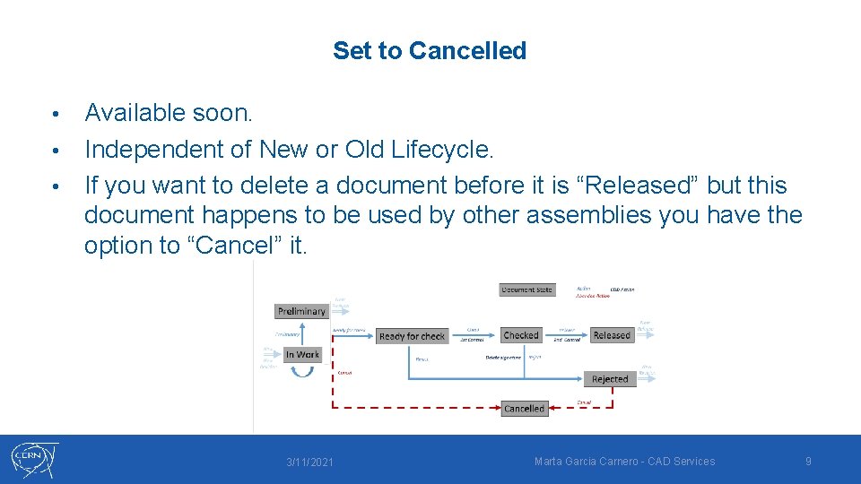 Set to Cancelled Available soon. • Independent of New or Old Lifecycle. • If