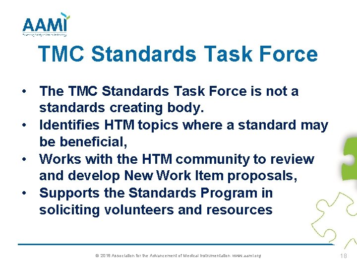 TMC Standards Task Force • The TMC Standards Task Force is not a standards