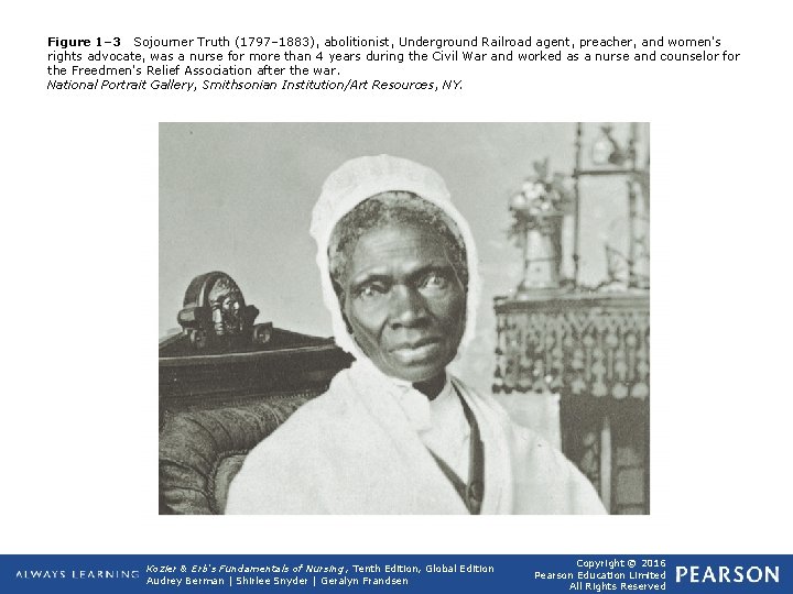 Figure 1– 3 Sojourner Truth (1797– 1883), abolitionist, Underground Railroad agent, preacher, and women's