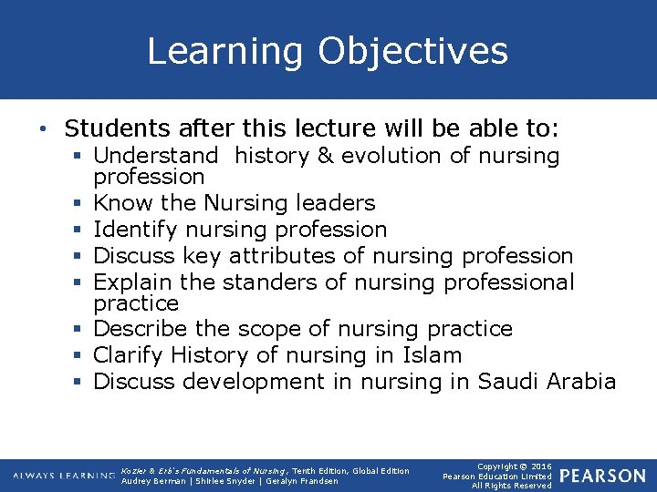 Learning Objectives • Students after this lecture will be able to: § Understand history