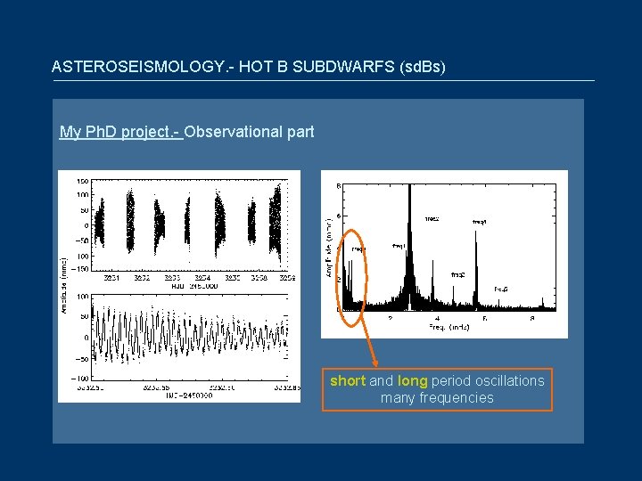 ASTEROSEISMOLOGY. - HOT B SUBDWARFS (sd. Bs) My Ph. D project. - Observational part