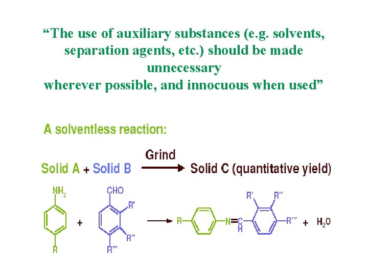 “The use of auxiliary substances (e. g. solvents, separation agents, etc. ) should be