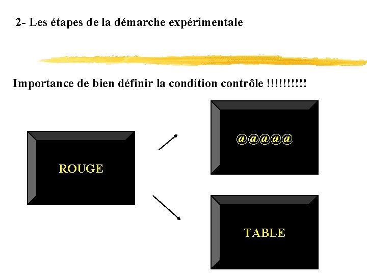 2 - Les étapes de la démarche expérimentale Importance de bien définir la condition