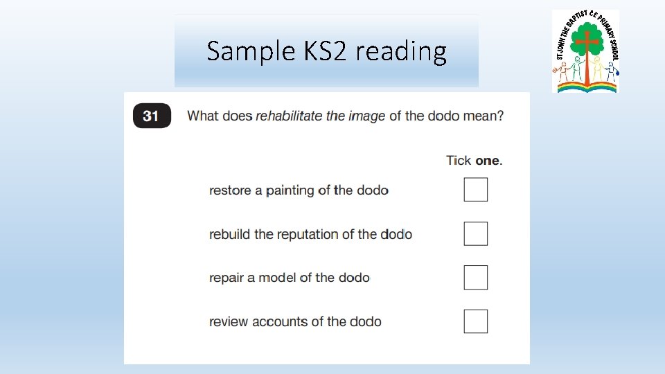 Sample KS 2 reading 