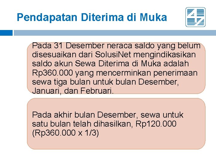 Pendapatan Diterima di Muka Pada 31 Desember neraca saldo yang belum disesuaikan dari Solusi.