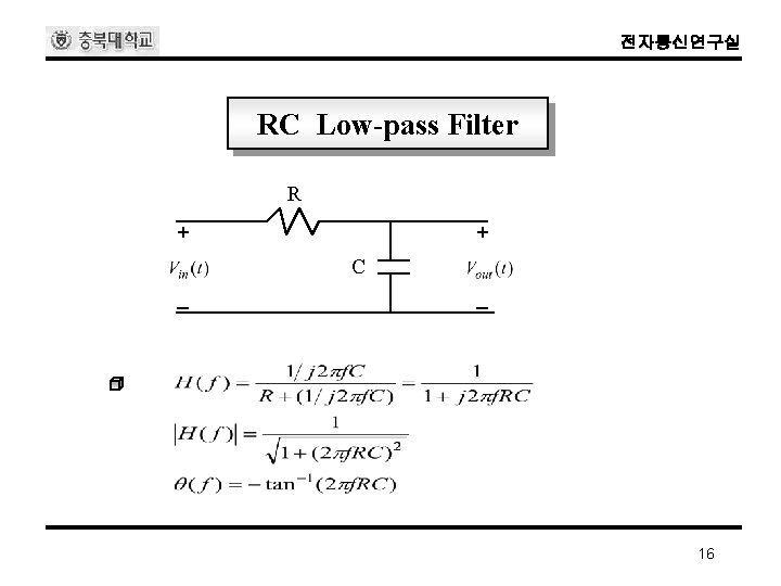 전자통신연구실 RC Low-pass Filter R + + C _ _ 16 