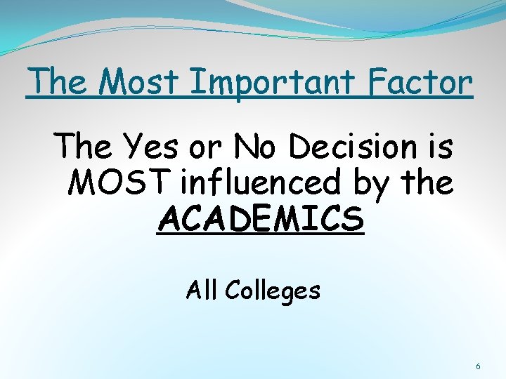 The Most Important Factor The Yes or No Decision is MOST influenced by the The Most Important Factor The Yes or No Decision is MOST influenced by the