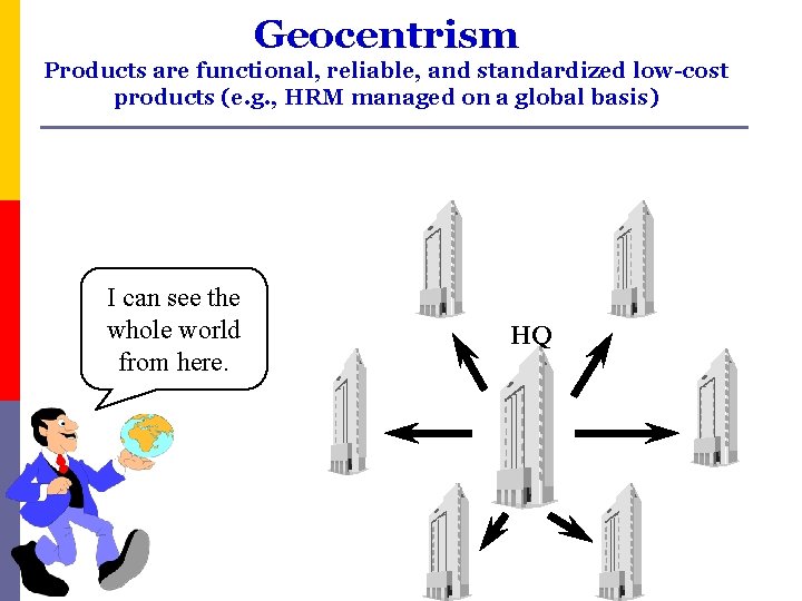 Geocentrism Products are functional, reliable, and standardized low-cost products (e. g. , HRM managed