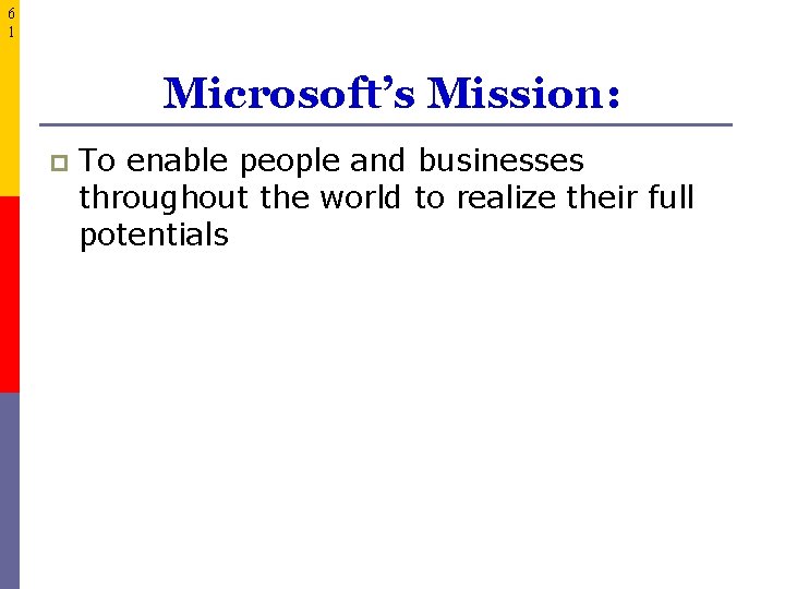 6 1 Microsoft’s Mission: p To enable people and businesses throughout the world to