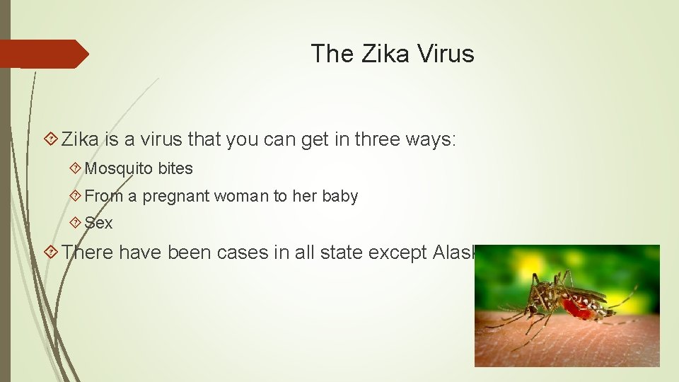 The Zika Virus Zika is a virus that you can get in three ways: