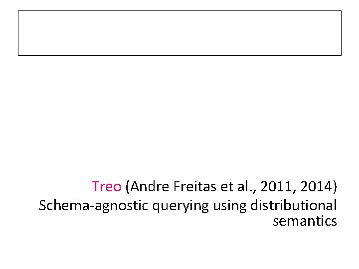 Treo (Andre Freitas et al. , 2011, 2014) Schema-agnostic querying using distributional semantics 