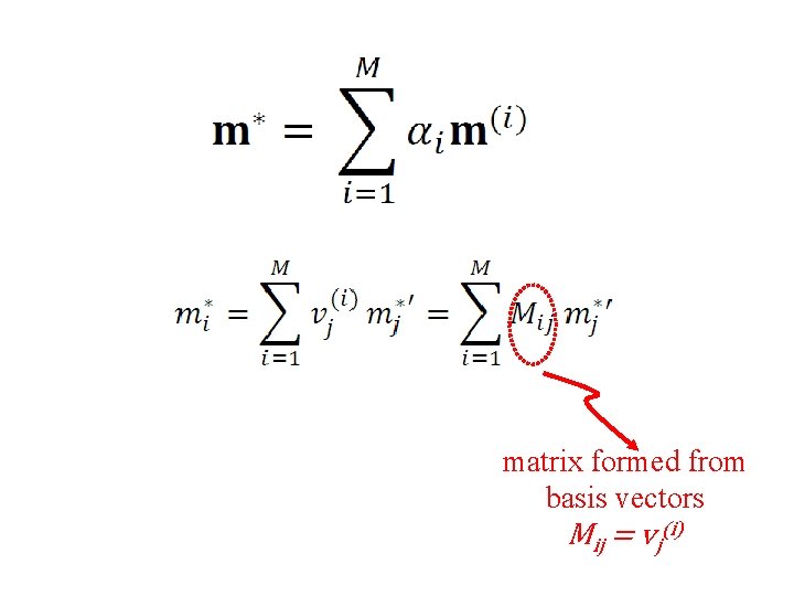 matrix formed from basis vectors Mij = vj(i) 