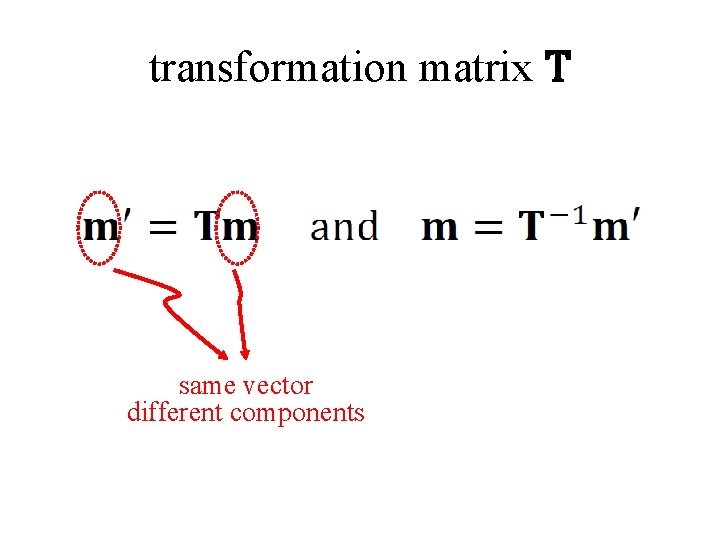 transformation matrix T same vector different components 