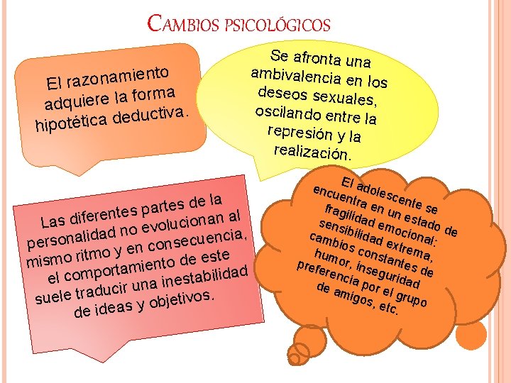 CAMBIOS PSICOLÓGICOS nto e i m a n o z a r El rma CAMBIOS PSICOLÓGICOS nto e i m a n o z a r El rma