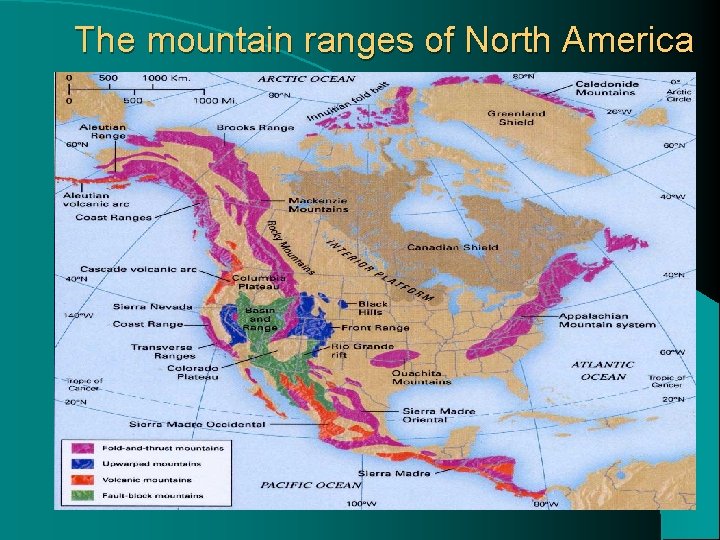 The mountain ranges of North America 