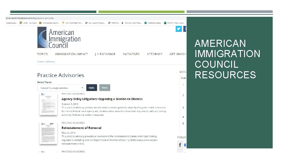 AMERICAN IMMIGRATION COUNCIL RESOURCES 