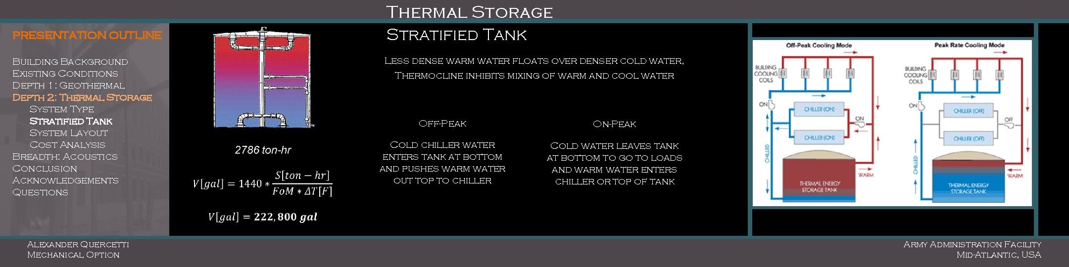 Thermal Storage PRESENTATION OUTLINE Stratified Tank Building Background Existing Conditions Depth 1: Geothermal Depth