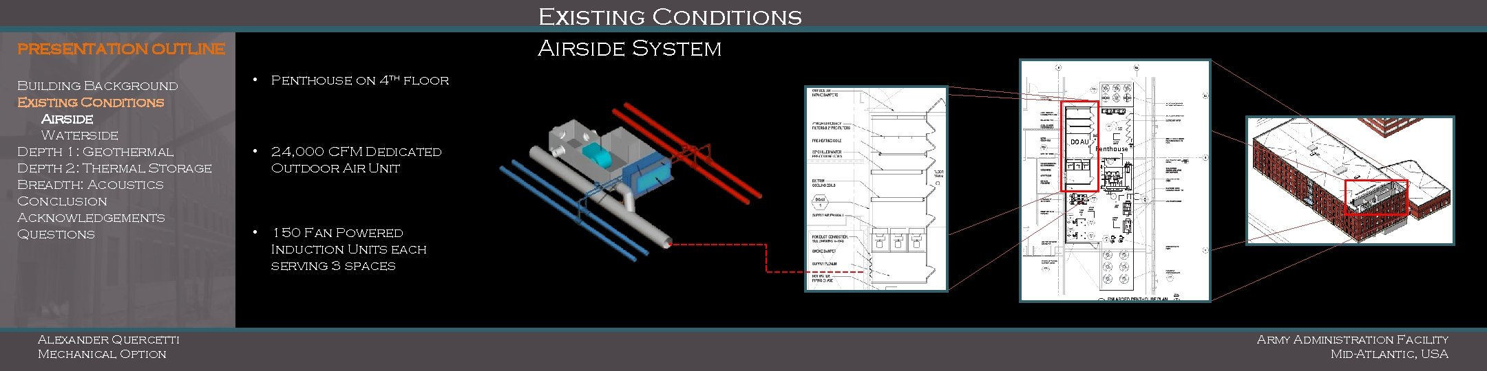 Existing Conditions Airside System PRESENTATION OUTLINE Building Background Existing Conditions Airside Waterside Depth 1: