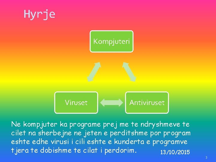 Hyrje Kompjuteri Viruset Antiviruset Ne kompjuter ka programe prej me te ndryshmeve te cilet